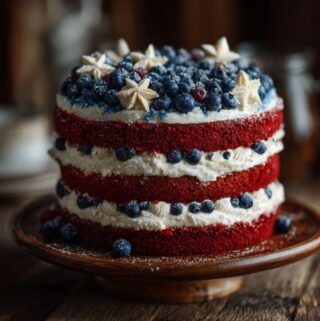 Patriotic Flag-Inspired Fourth of July Cake